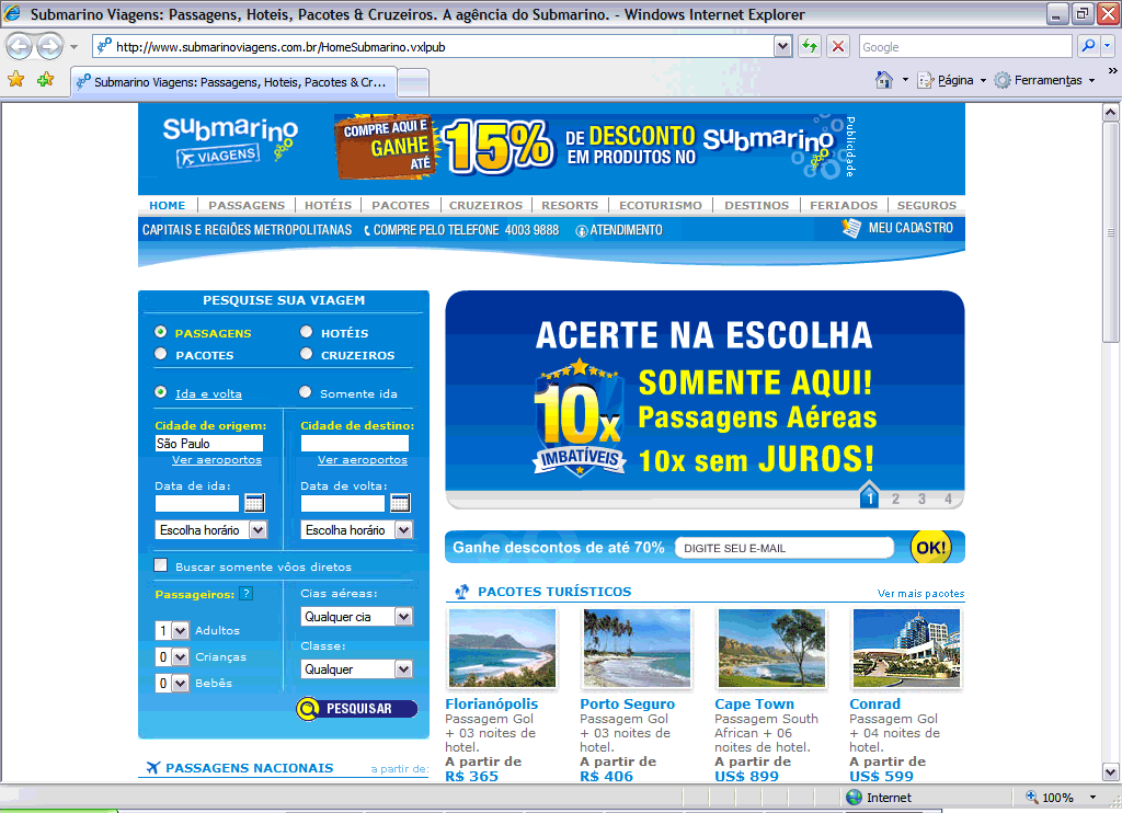Sites de compra de viagens - Submarino Viagens Sites de compra de viagens - Submarino Viagens