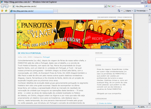 Blog PanRotas - A blogosfera e o turismo Blog PanRotas - A blogosfera e o turismo