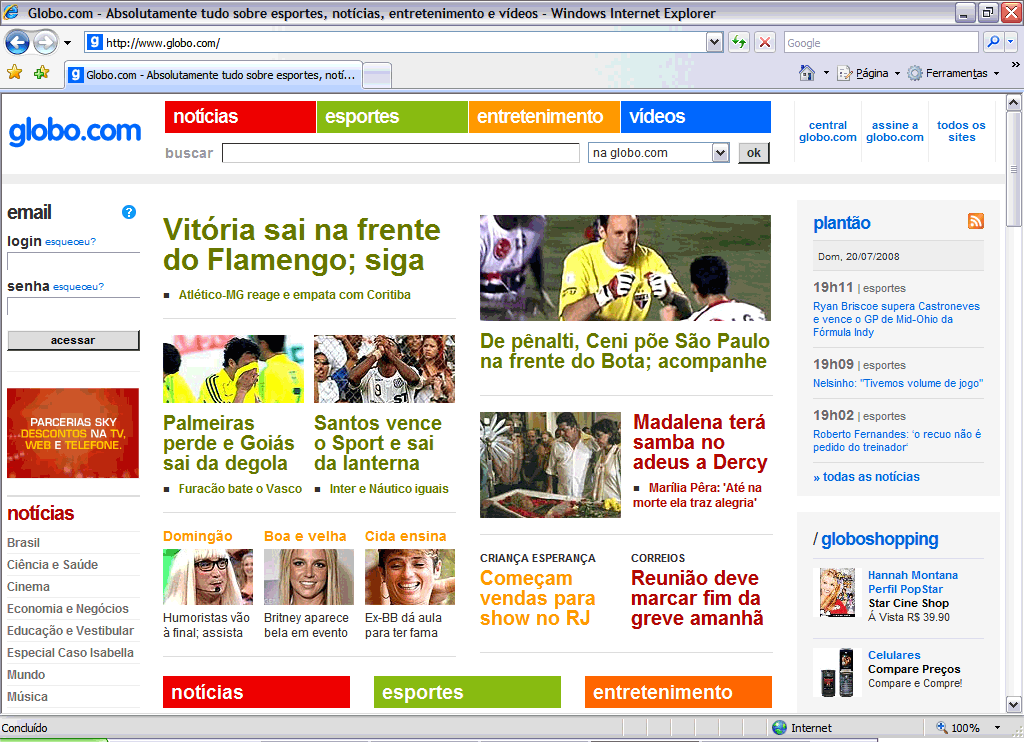 Portal de notícias Globo