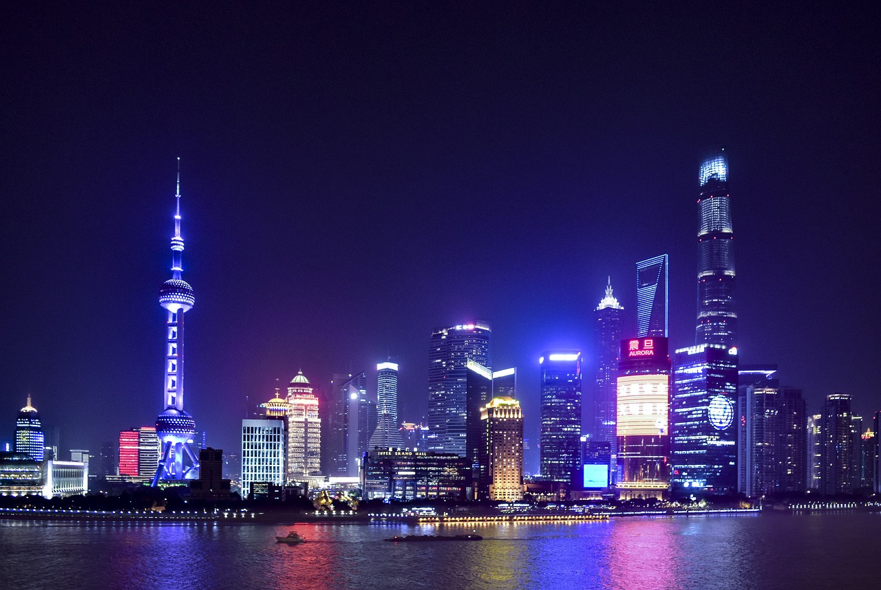 Vista noturna de Xangai na China
