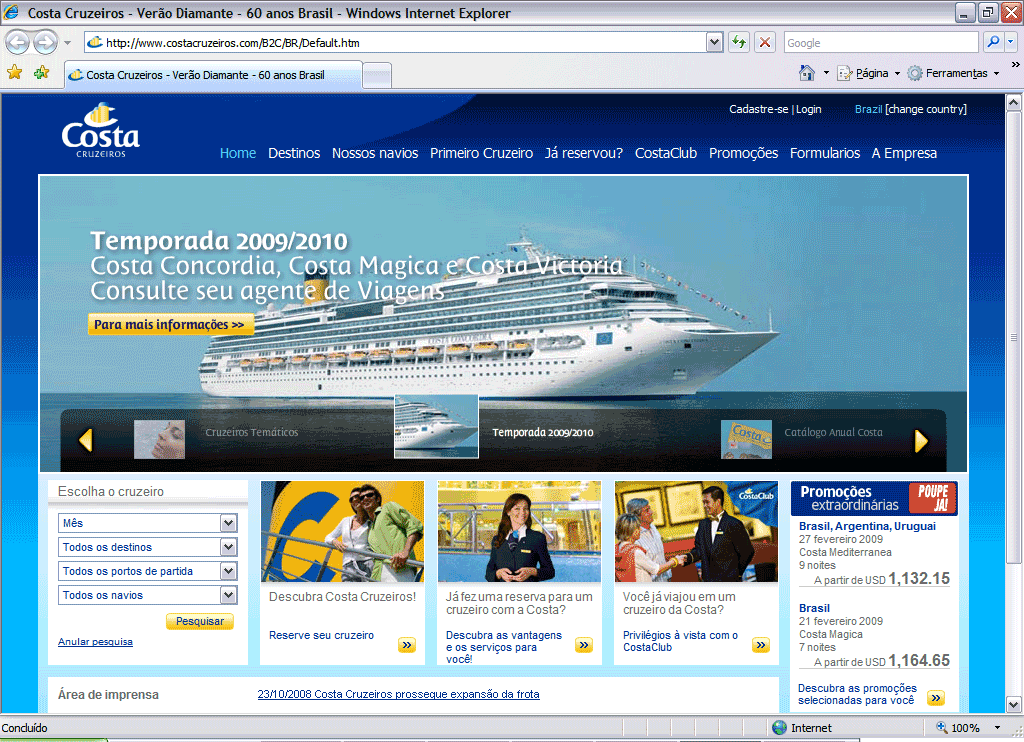Sites de cruzeiros marítimos Sites de cruzeiros marítimos