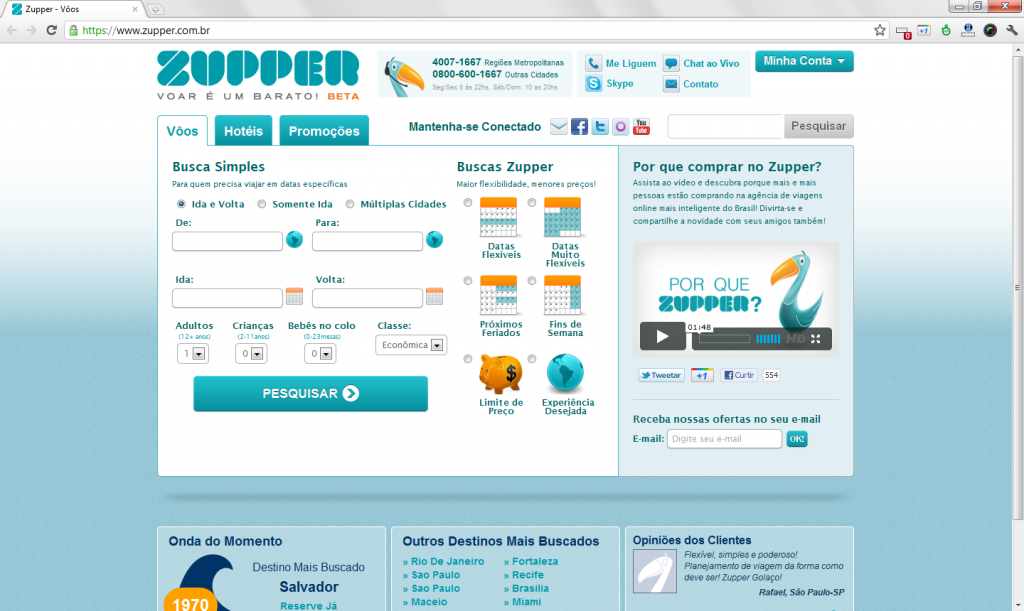 Site de busca de viagens Zupper Site de busca de viagens Zupper