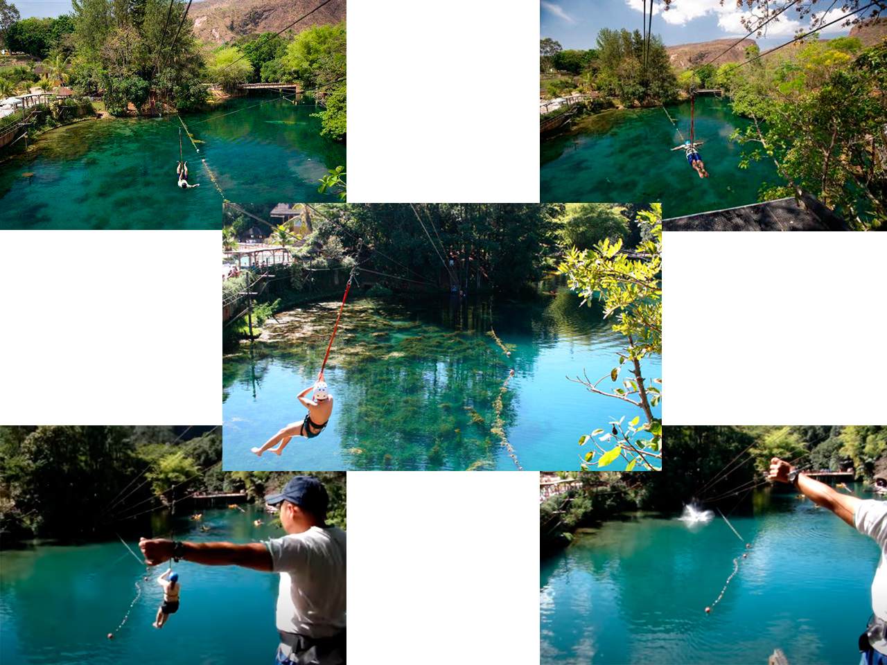 Essas são algumas imagens da Acqua Tirolesa no Hot Park