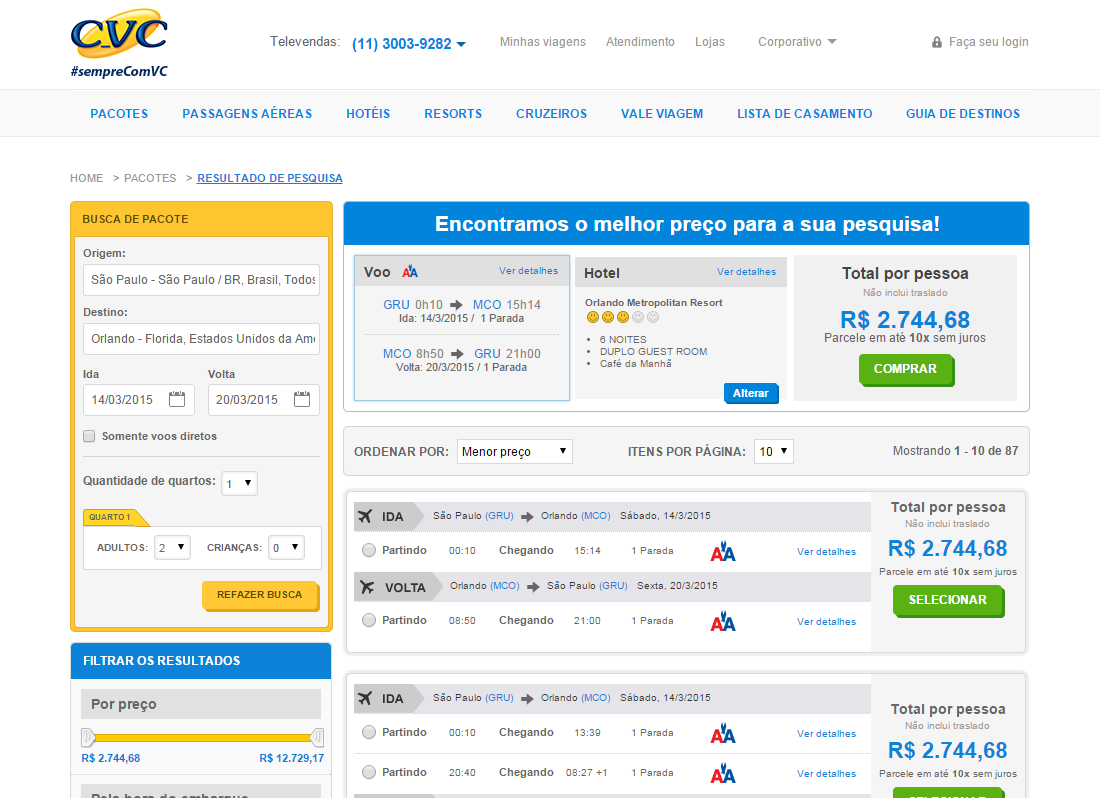 Pacote para Orlando 2015