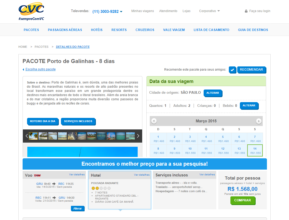 Pacote para Porto de Galinhas 2015