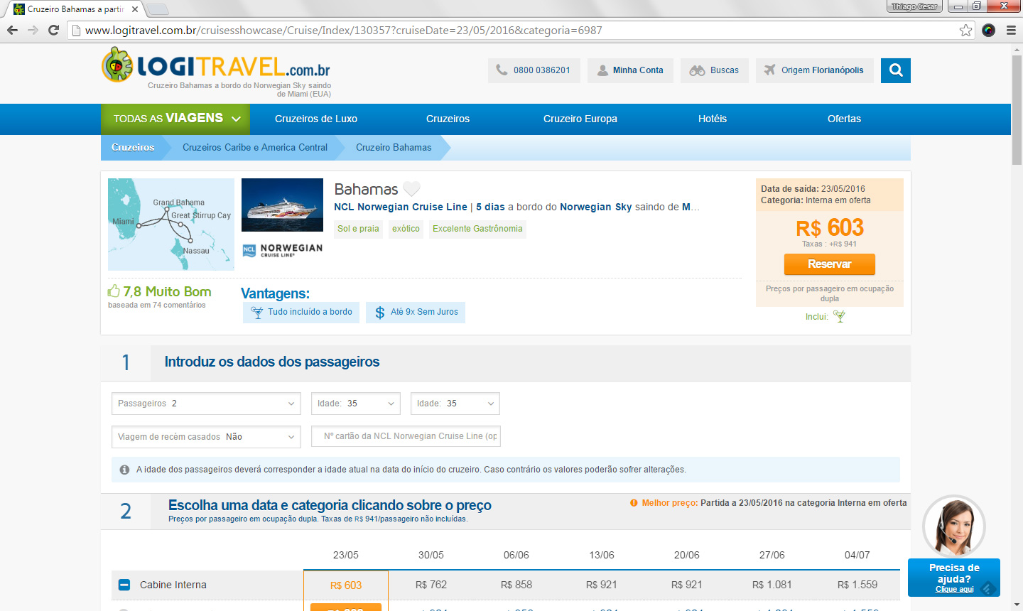 Detalhes cruzeiro LogiTravel