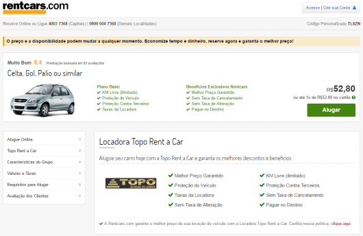 Detalhes da locação - Rentcars