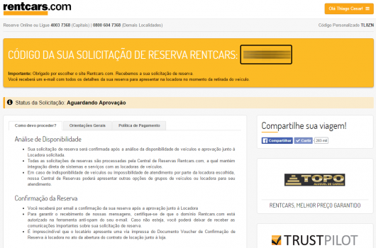 Detalhes da reserva - Rentcars