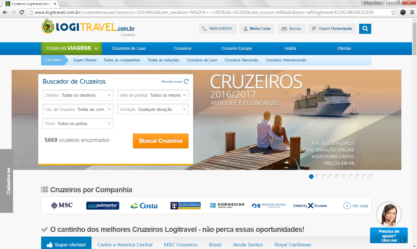 Tela inicial LogiTravel