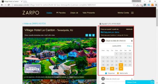 Calendário de datas disponíveis