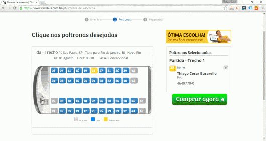 Reserva de assentos ClickBus