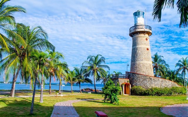 Farol em Cartagena na Colômbia