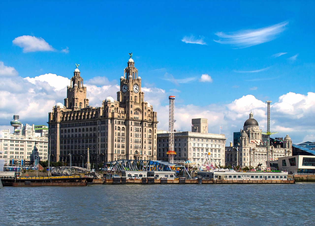 Linda vista de Liverpool na Inglaterra