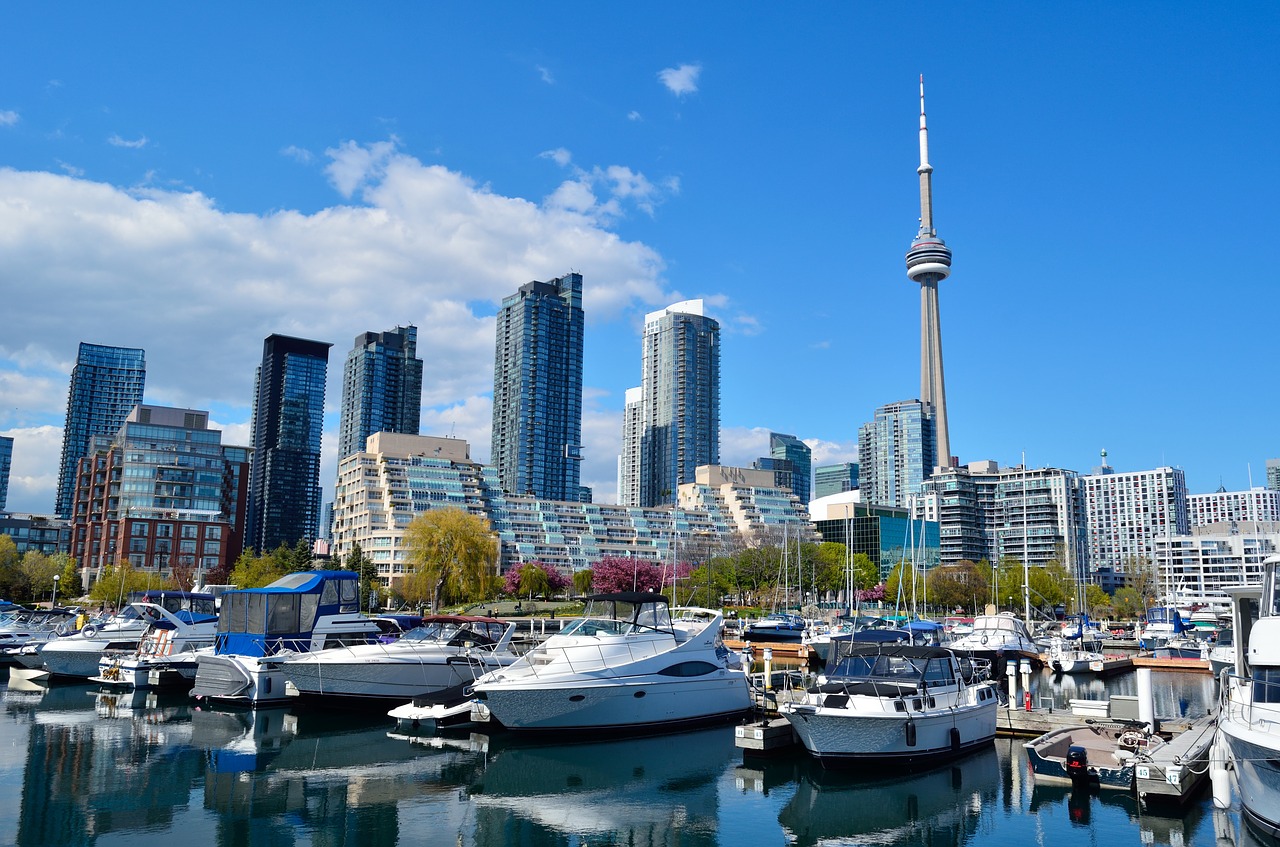 Linda vista do porto de Toronto no Canadá