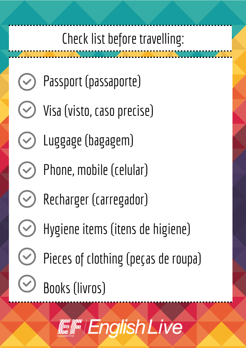 Infográfico o que levar em inglês