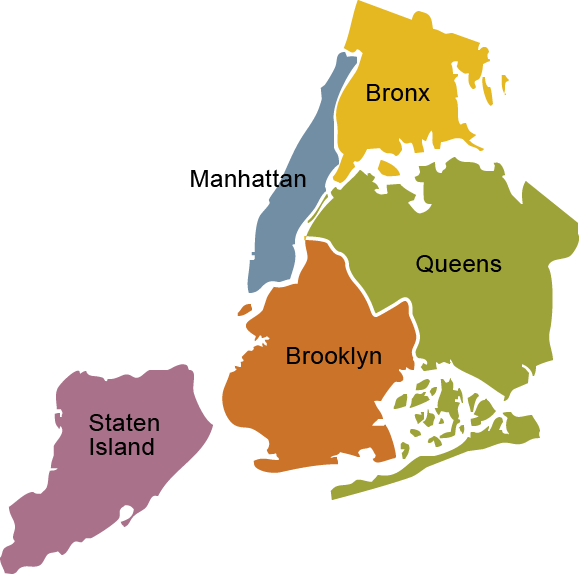 mapa com as regiões de nova york