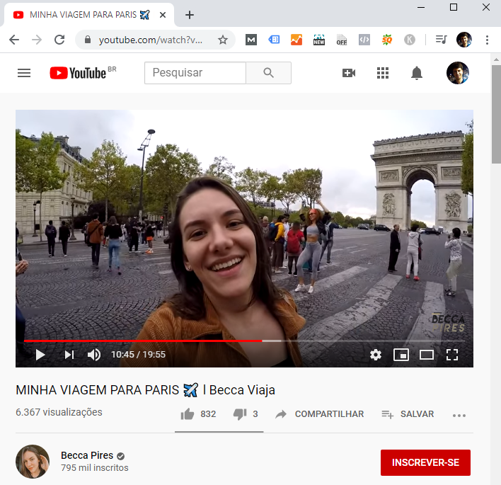 Dá para assistir vídeos no Youtube de viagem