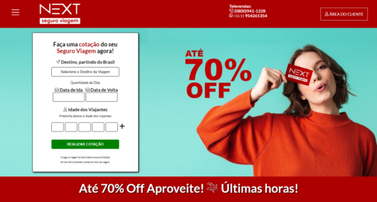 Site da Next Seguro Viagem