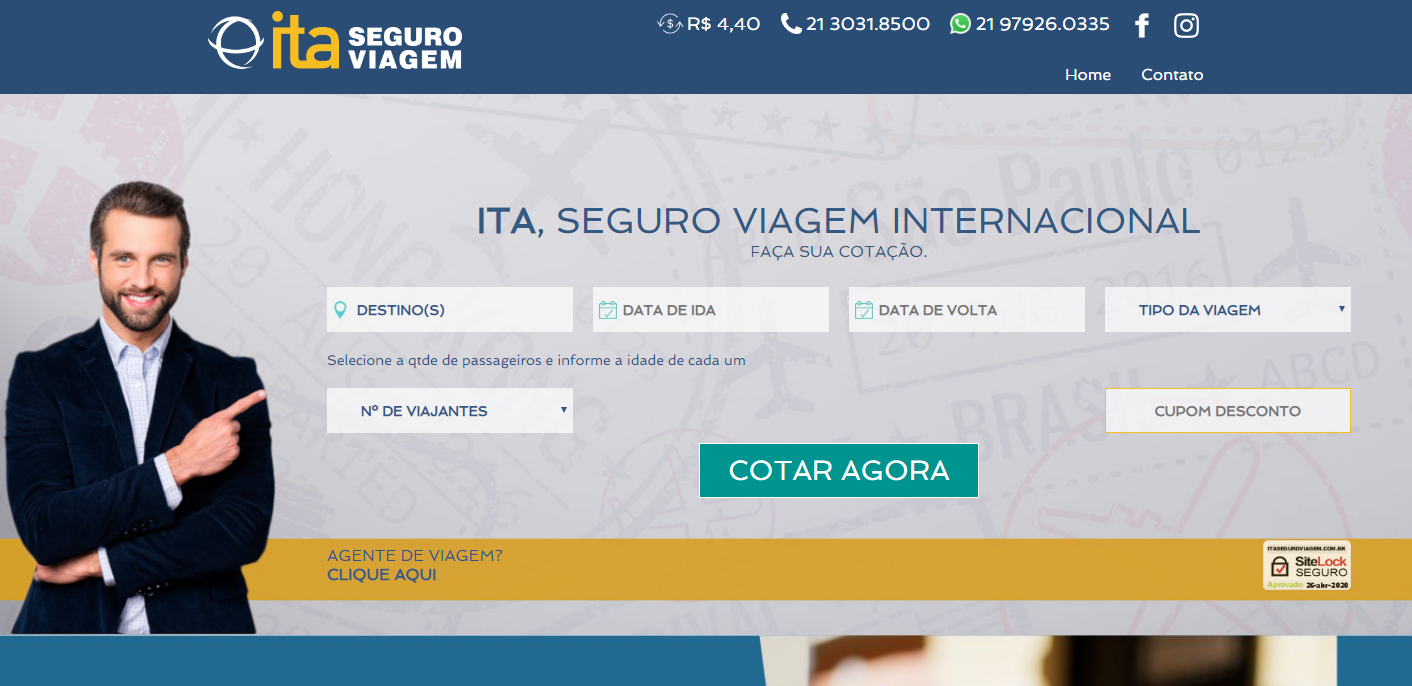 Pesquisa no site da ITA Seguro Viagem