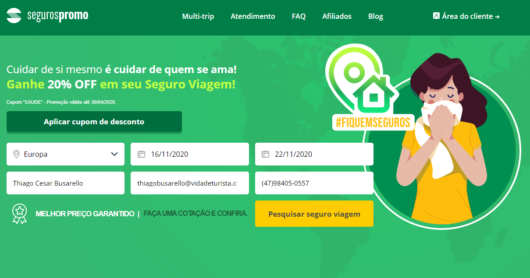 Tela inicial da Seguros Promo