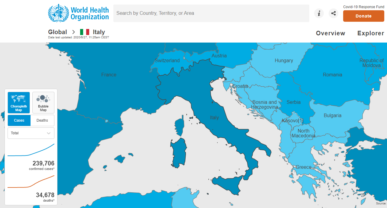 Casos de coronavírus na Itália