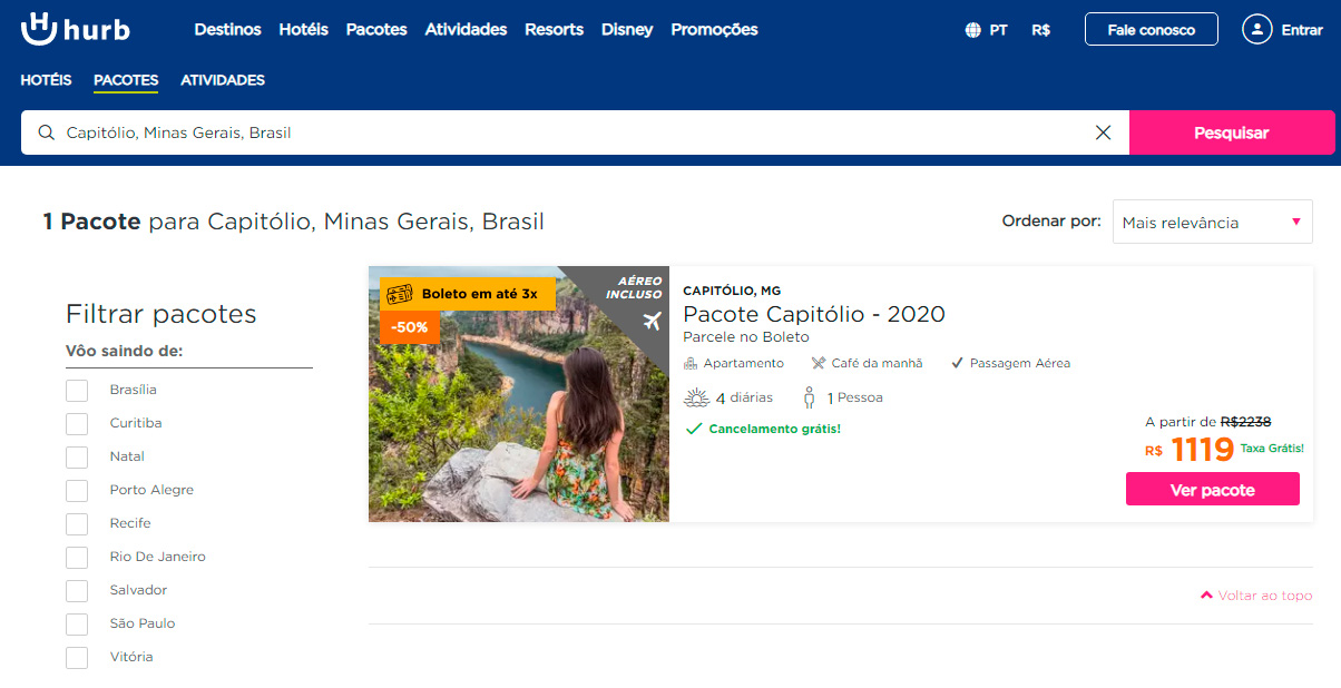 Pacotes de viagem para Capitólio em Minas Gerais