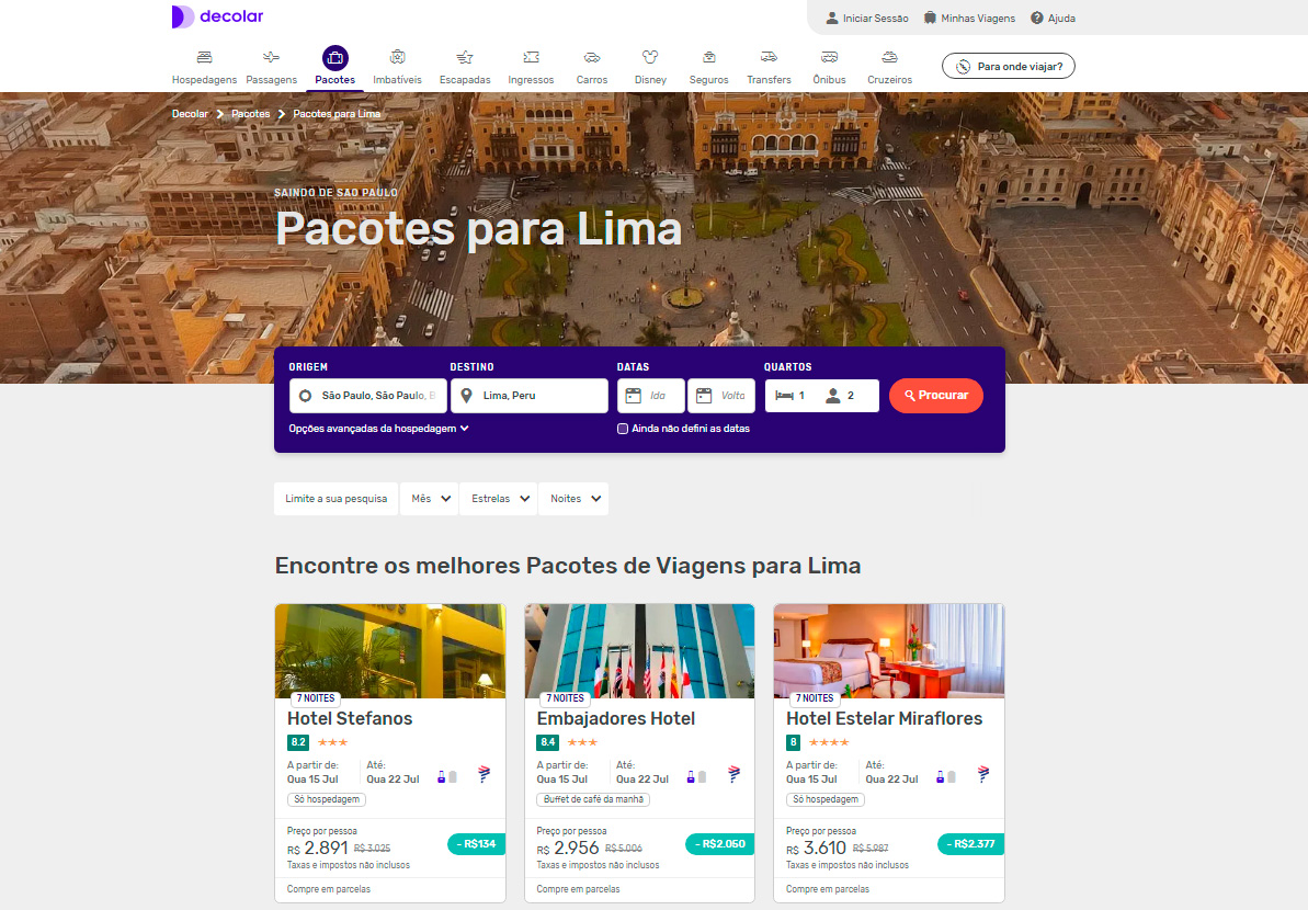 Pacotes de viagem para Lima