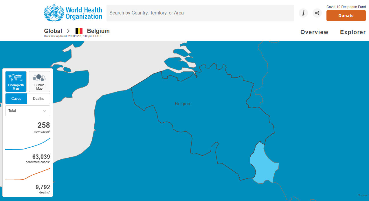 Casos de coronavírus na Bélgica