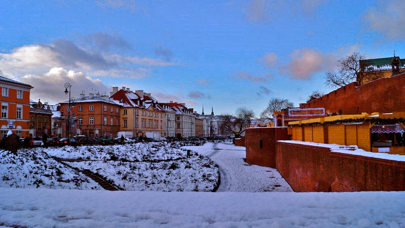 Fomos recepcionados com neve em Varsóvia