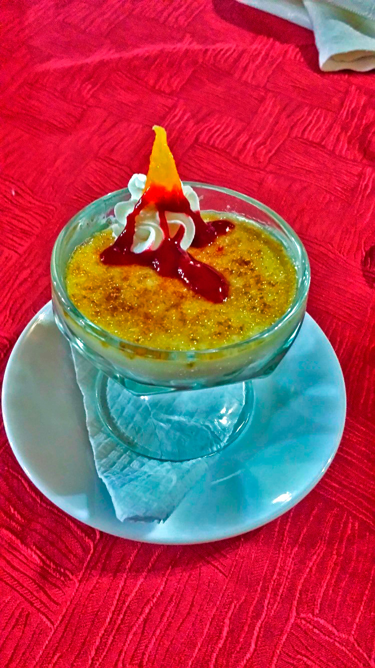 Melhor creme Brulée da minha vida no restaurante Jamon Pan & Vino