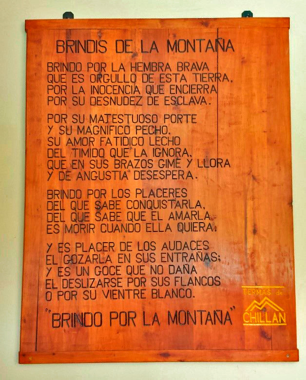 Quadro com poema falando sobre a montanha no Hotel Termas de Chillán