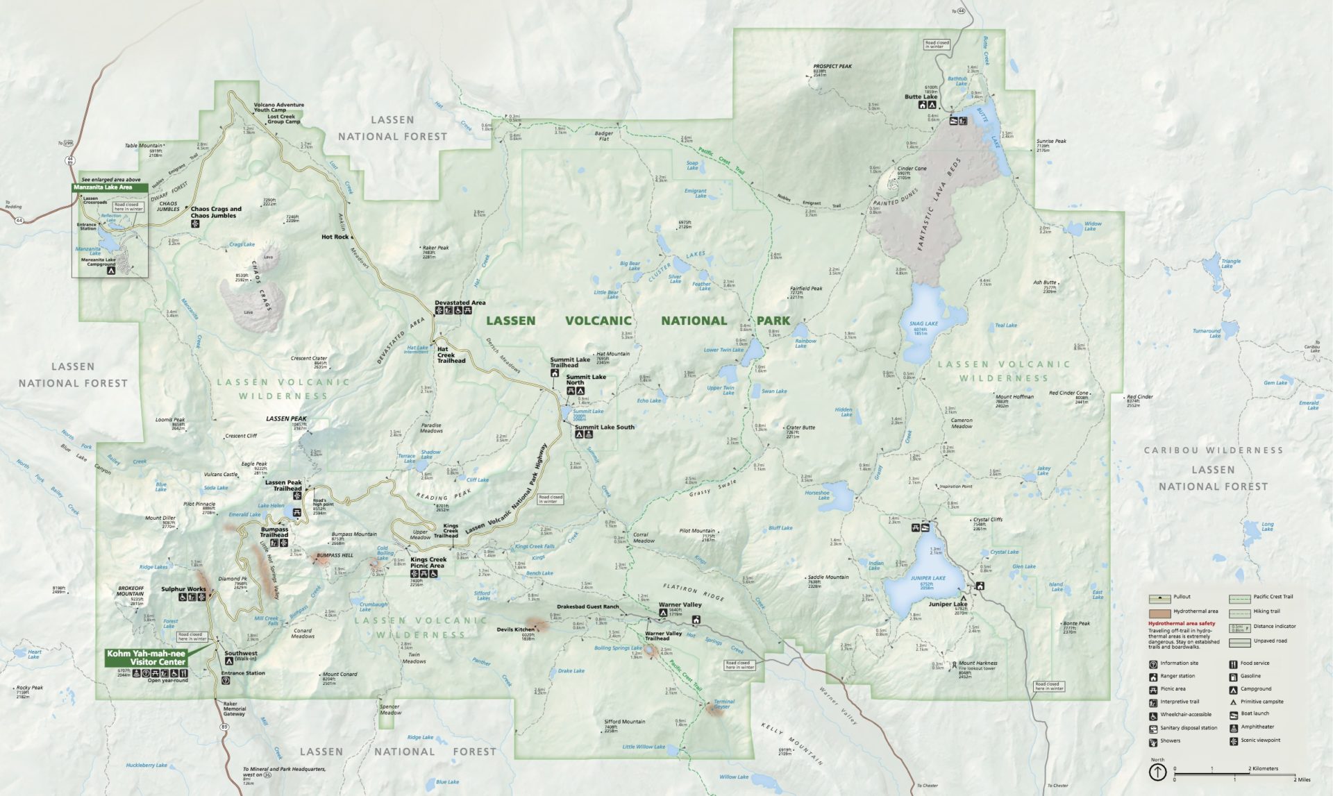 Mapa do Parque Nacional de Lassen