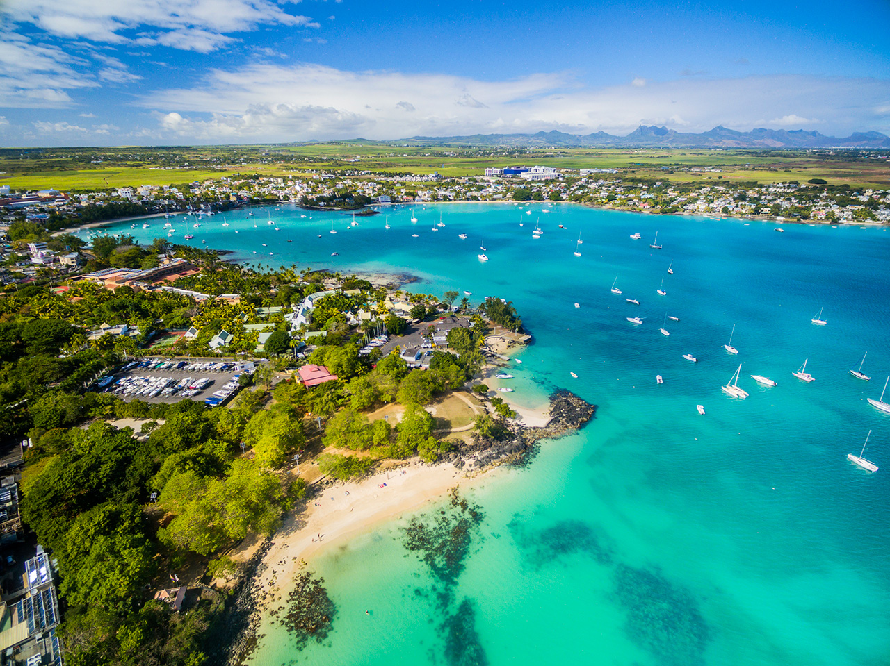 Esse é o Merville Beach Hotel nas Ilhas Maurício