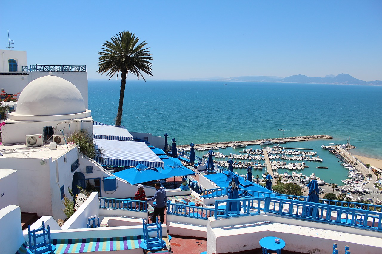 Olha essa vista do Sidi Bou Said em Tunis na Tunísia