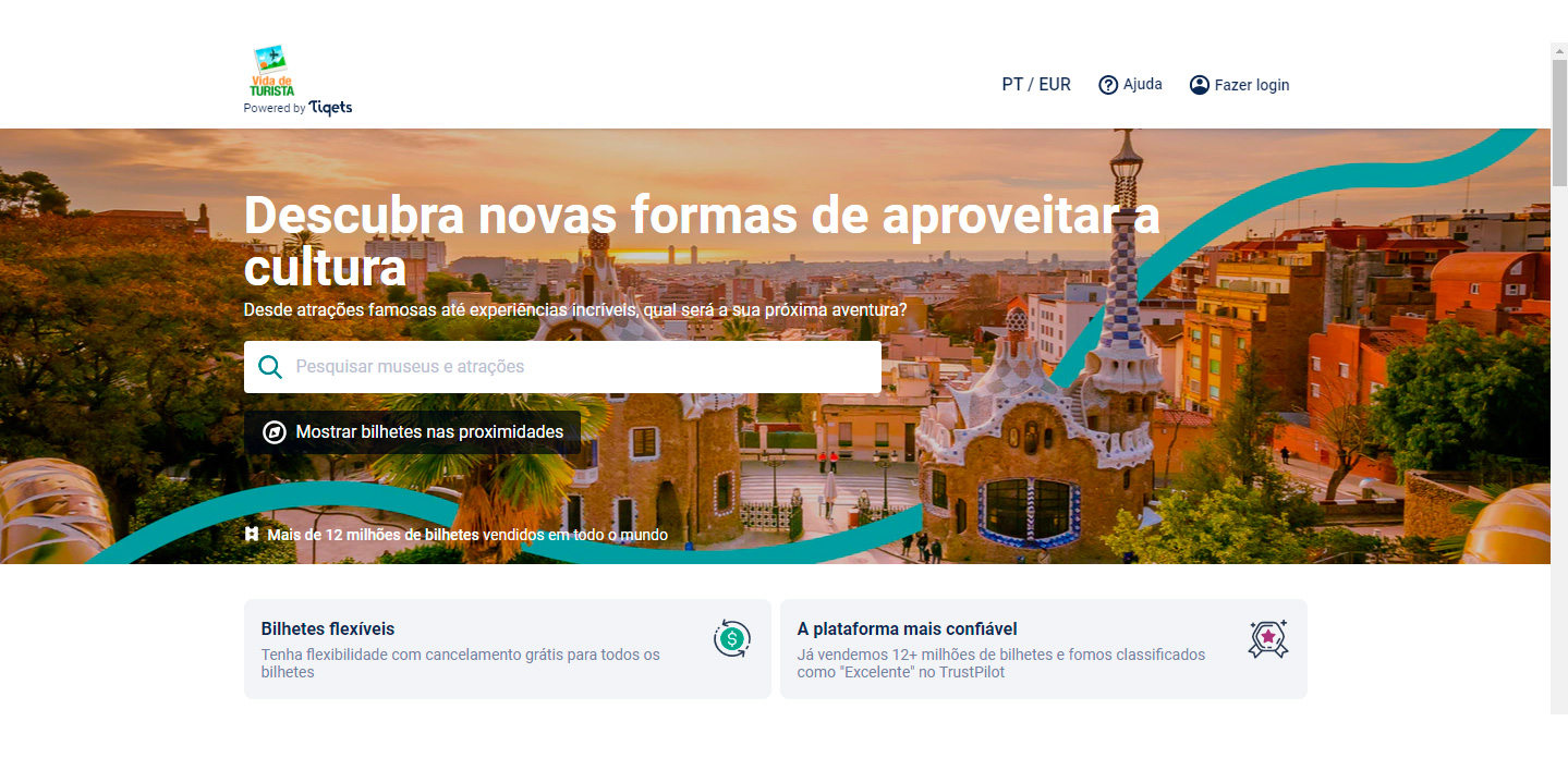 Site da Tiqets