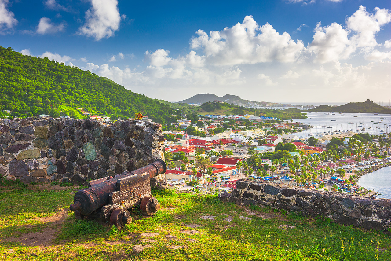 Vista do Forte de St. Louis em Saint Martin