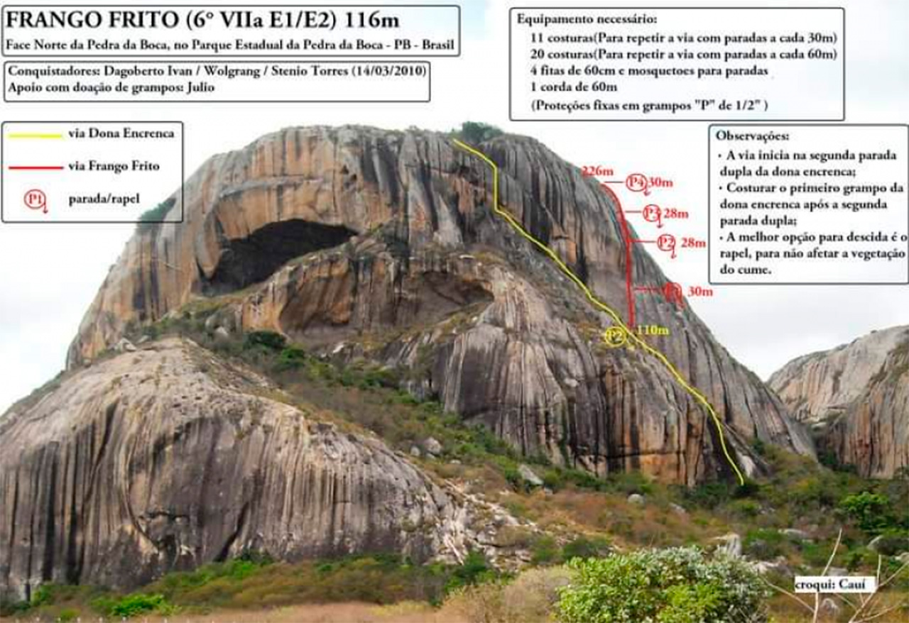 Vias de escalada na Pedra da Boca