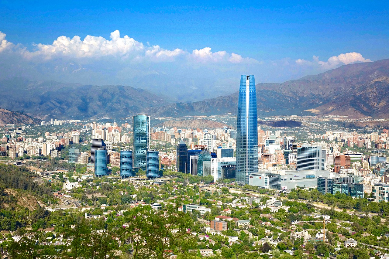 Vista dos prédios em Santiago e sua linda arquitetura