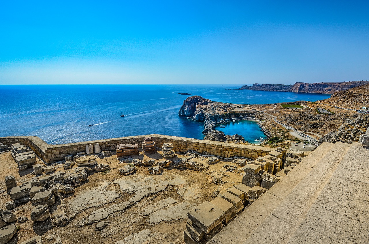 Acrópole de Lindos em Rhodes na Grécia