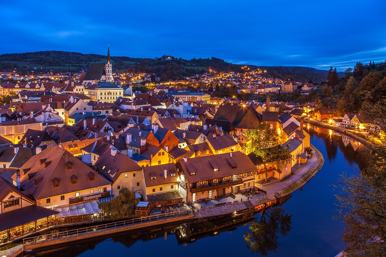 Vista da cidade de Cesky Krumlov na República Tcheca